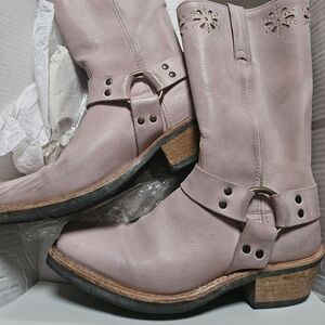 Frye Women's Light Pink Leather Moto Boots